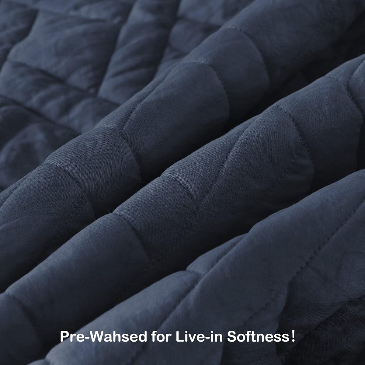 HOME Quilt Set Queen Size Navy Blue, Classic Geometric Diamond Stitched Pattern, Ultra Soft Microfiber Lightweight Bedding Bedspread Coverlet for All Season with 1 Quilt 2 Pillow Shams