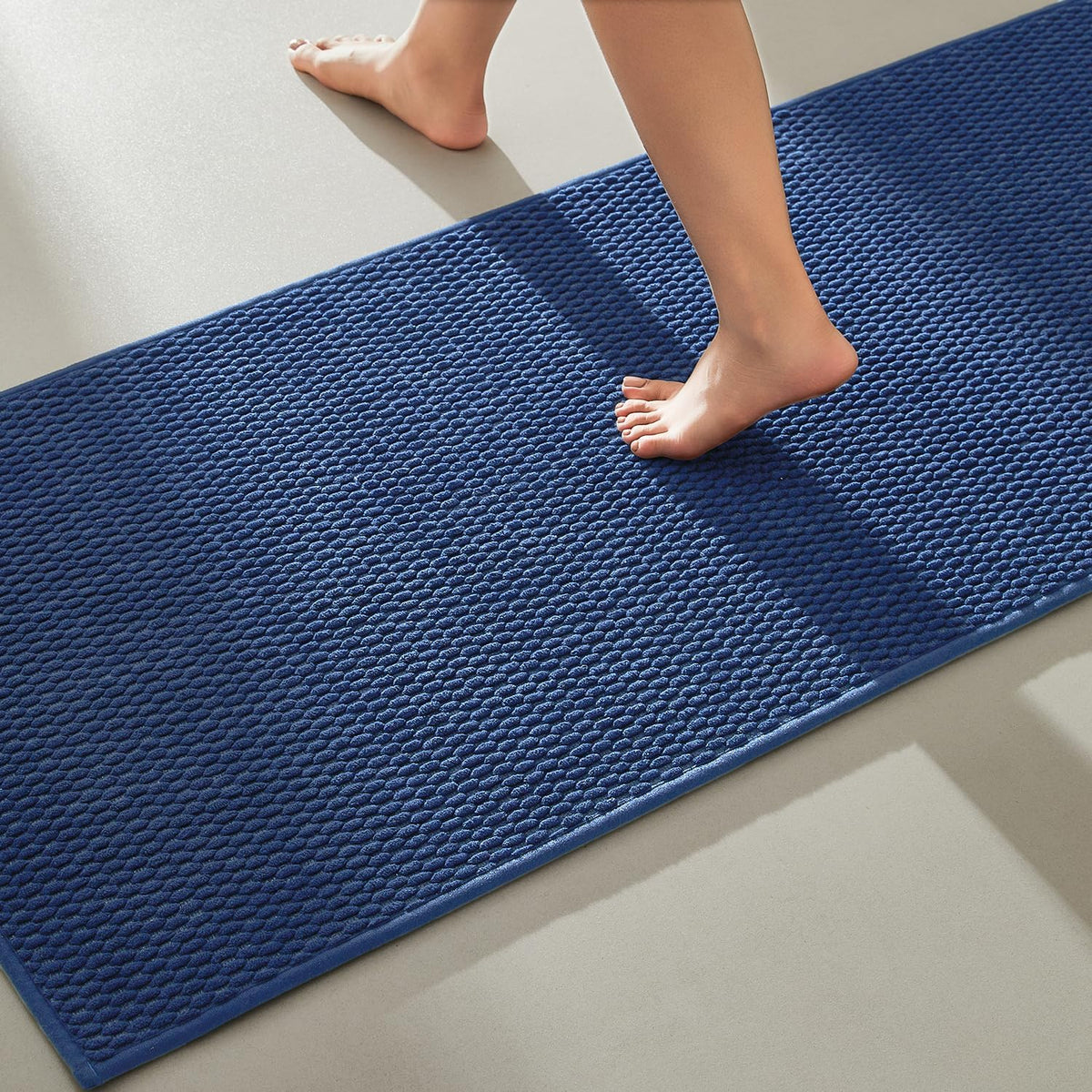 Large Bathroom Rugs Non Slip Washable Bath Rugs Super Absorbent Bathroom Rug Thin Quick Dry Low Pile Bath Mats, Beige 36"x60"
